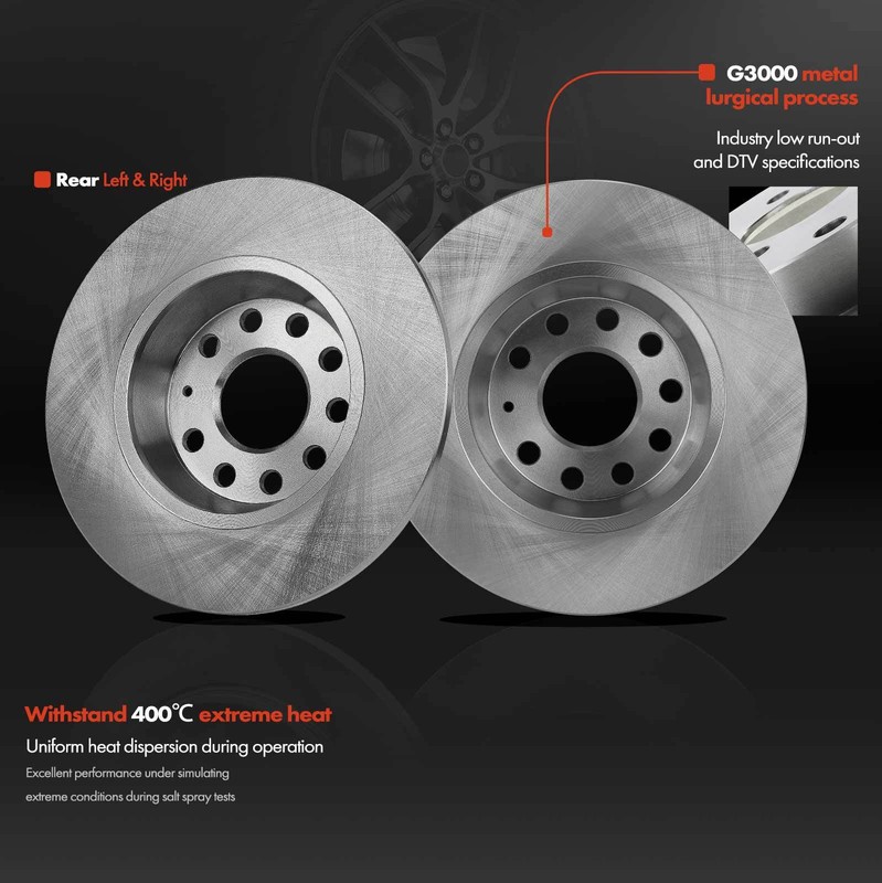 2x Disc Brake Rotor for Audi A3 A3 Quattro Volkswagen Jetta Passat Eos GTI Rear gallery
