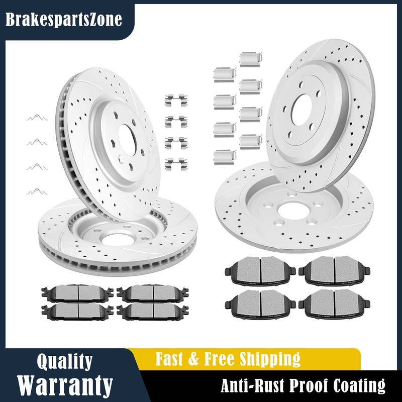 Front and Rear Brake Rotors Pads Kits for Ford Explorer Lincoln MKS MKT Brakes