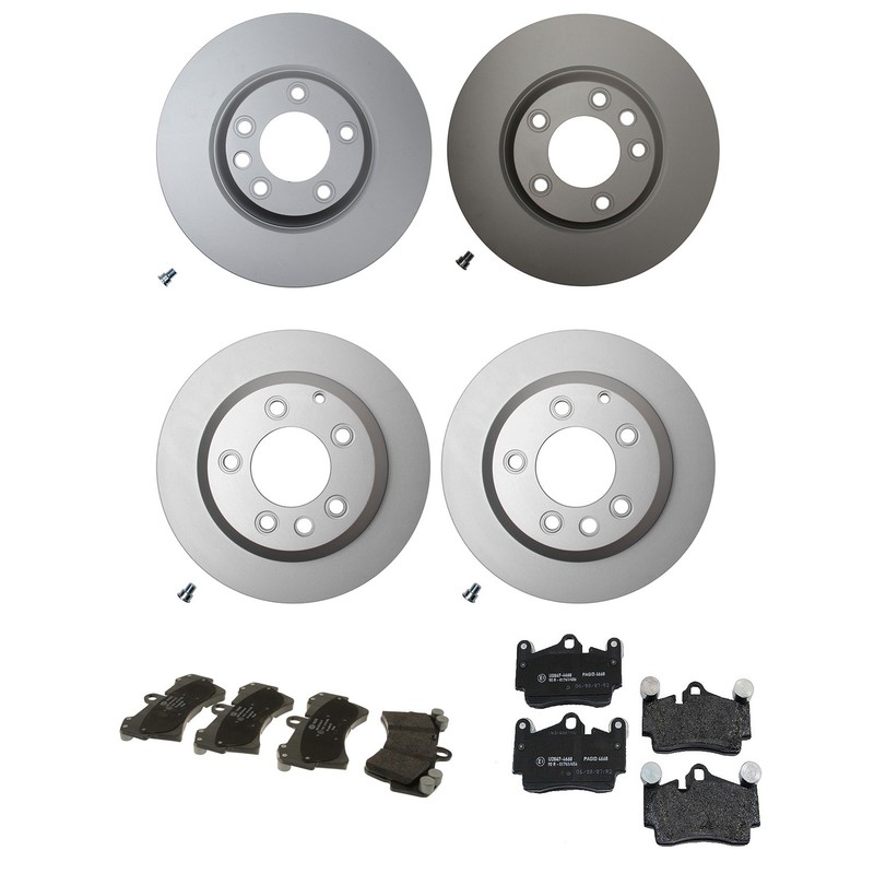 Hella Front 350 & 330mm Rear Rotors Hella Low-Met Disc Brake Pad Kit for Audi Q7