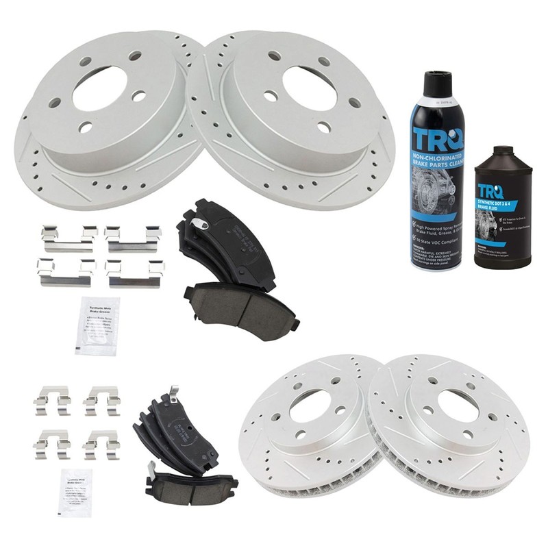 TRQ Front & Rear Performance Rotor & Ceramic Brake Pad Kit w/Chemicals gallery