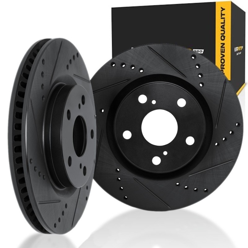 For Buick Cascada 2016 2017 2018 2019 Rotor Set | Drilled And Slotted | Black