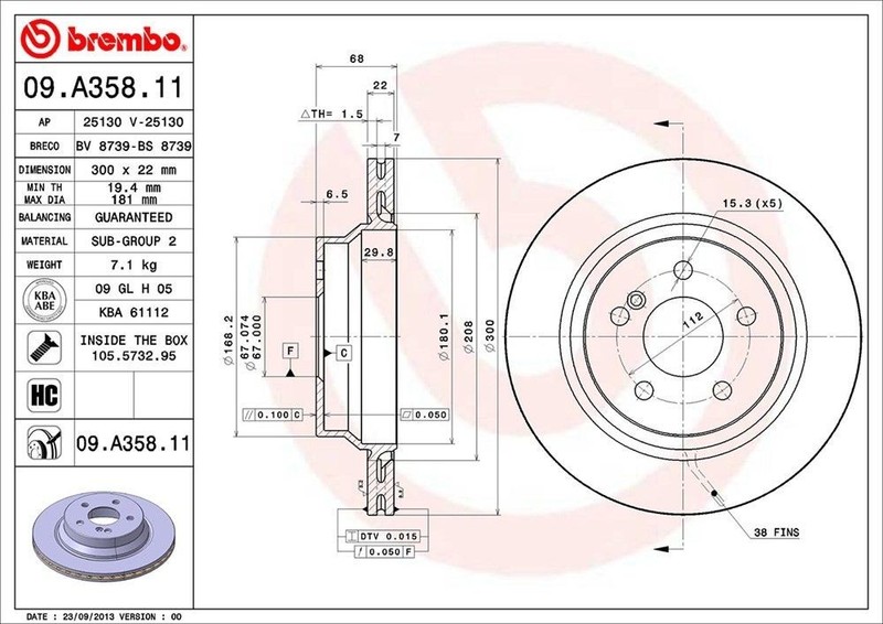 Rear Rotor Fits 2006-2016 Mercedes-Benz E350 09.A358.11