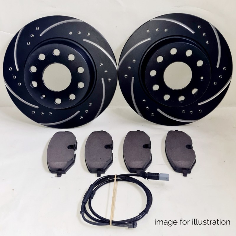 REAR DRILLED GROOVED BRAKE DISCS PADS SENSOR FOR BMW 523i E61 TOURING 2004+