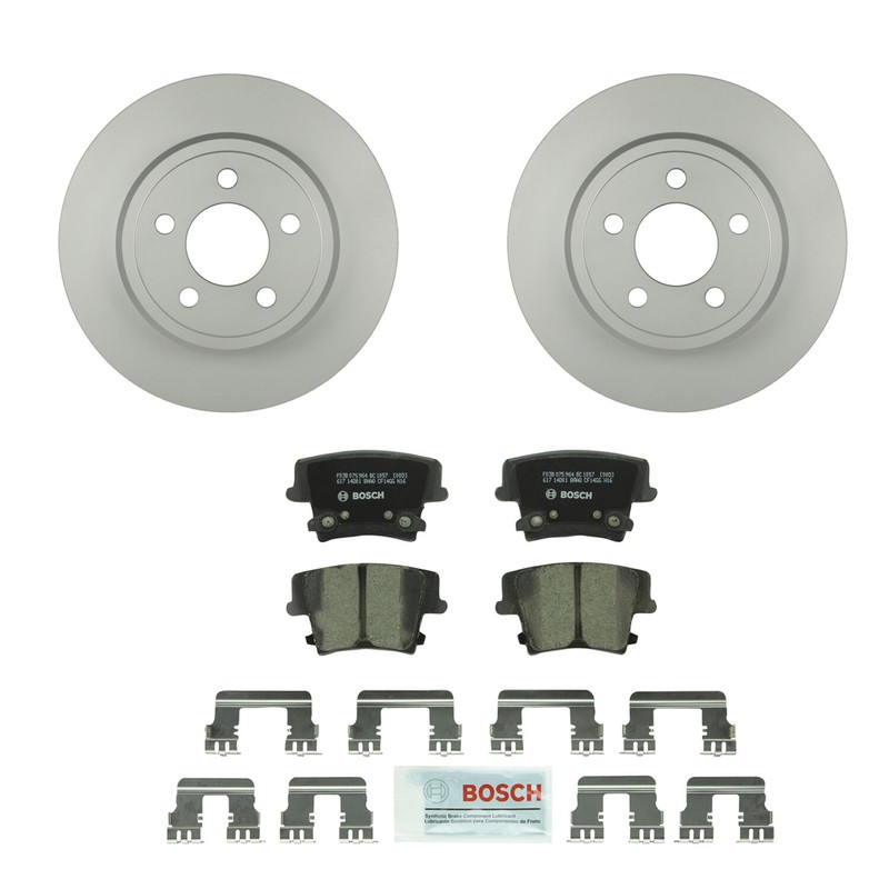 Bosch 2 Rear Solid Rotors 319mm & Ceramic Disc Brake Pads Kit For Chrysler Dodge
