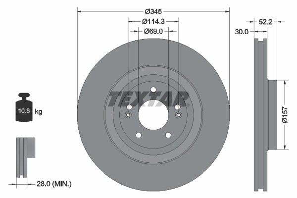 Textar 92315103 Brake Disc for Hyundai
