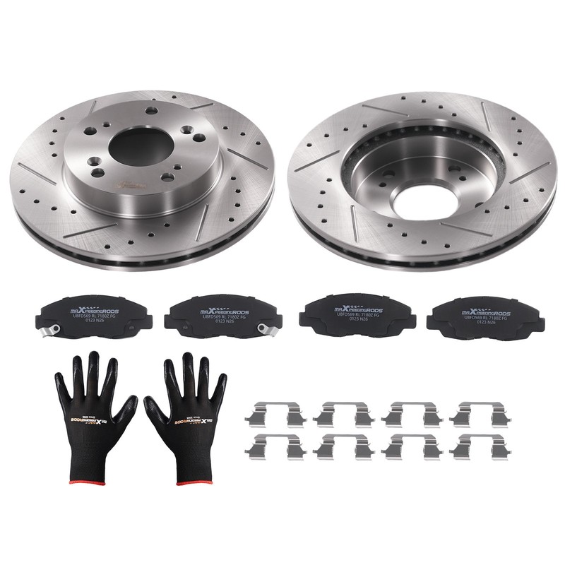 Front Drilled BrakeRotors & Ceramic Pads Kit for Honda Civic DX EX LX 2006-2011
