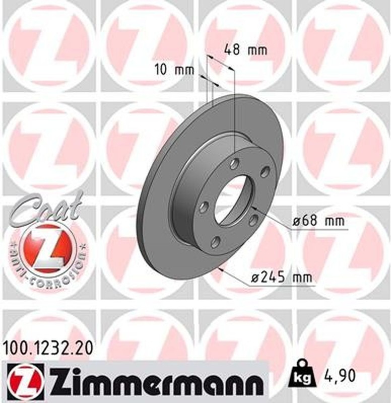 Zimmermann 100.1232.20 Standard Coat Z Disc Brake Rotor