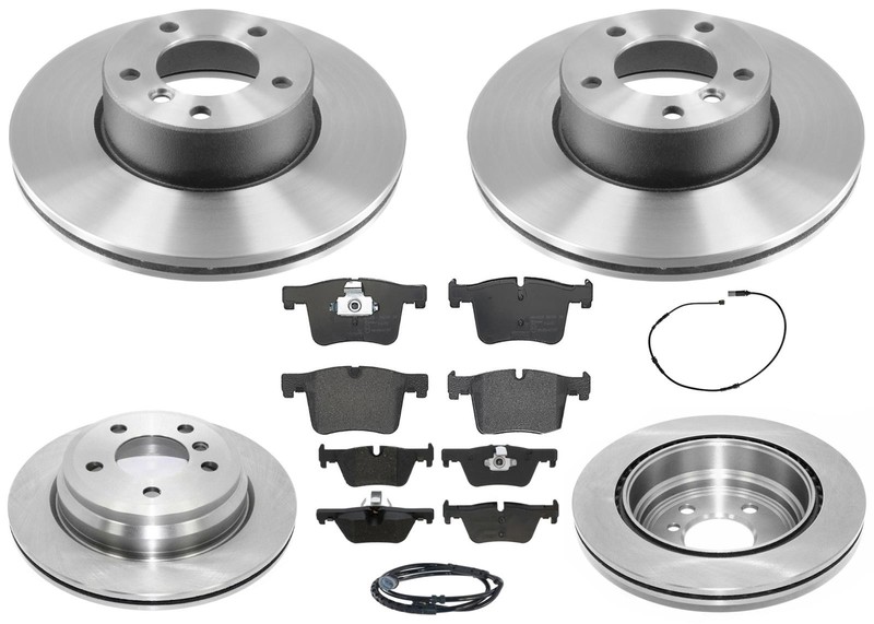 For BMW 320i xDrive 2013-2018 Front & Rear Carbon Coated Rotors & EPS Brake Pads