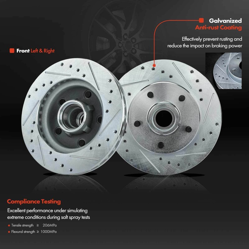 Front Side Drilled & Slotted Brake Rotors for Chevrolet Malibu S10 GMC S15 Jimmy gallery