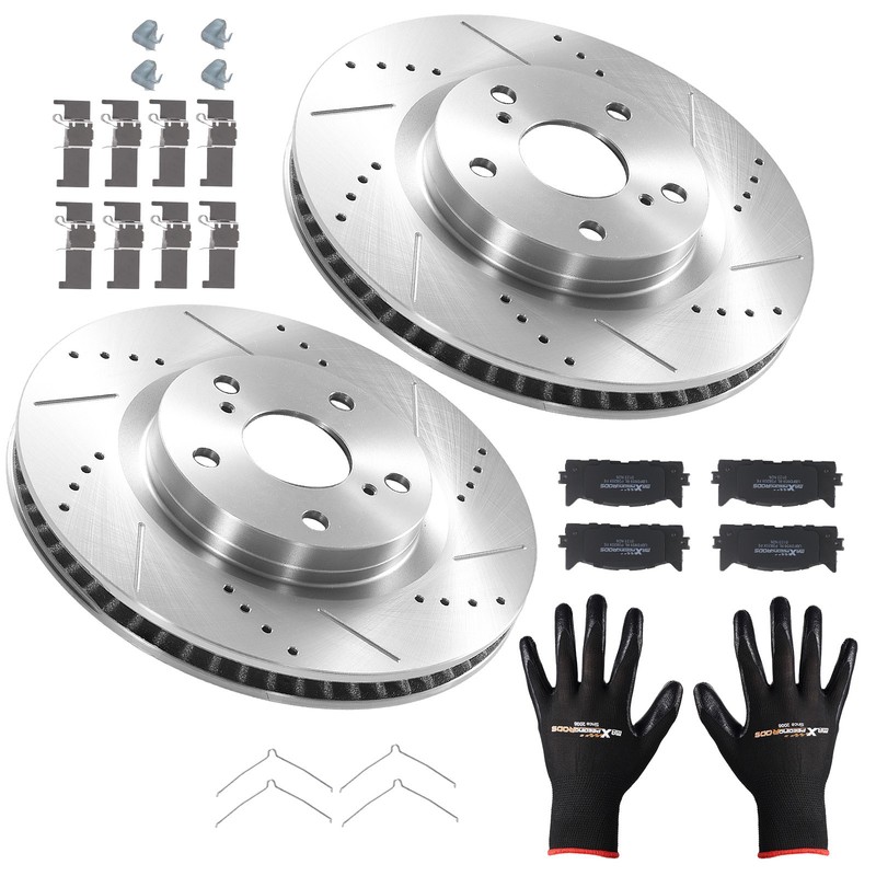 Front Drilled Slotted Brake Rotors Pads for Lexus ES300h 2013-2018 S31434 D1293