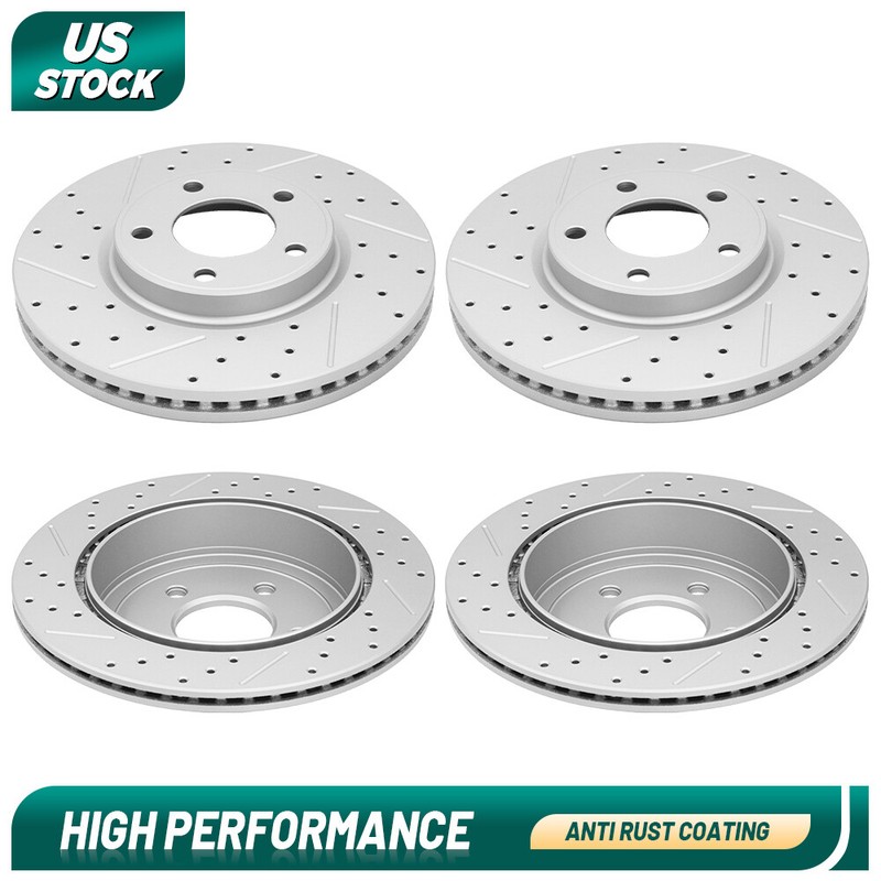 Front Rear Drilled Brake Rotors For Ford Edge Lincoln MKX 2007 2008 2009 FWD