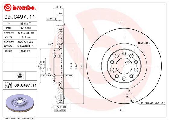 Brake Disc Front Benni Fits Giulia Stelvio 2.0 2.1 D JTDM 2.2 50532932 gallery