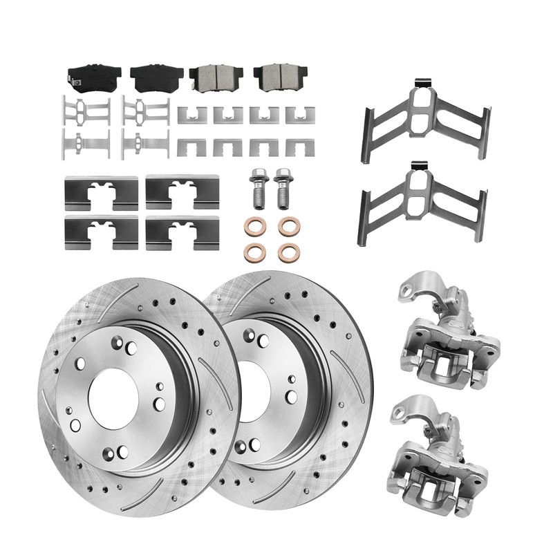 Rear Disc Brake Rotors Pads + Brake Calipers for Acura ILX 2006-2015 Honda Civic