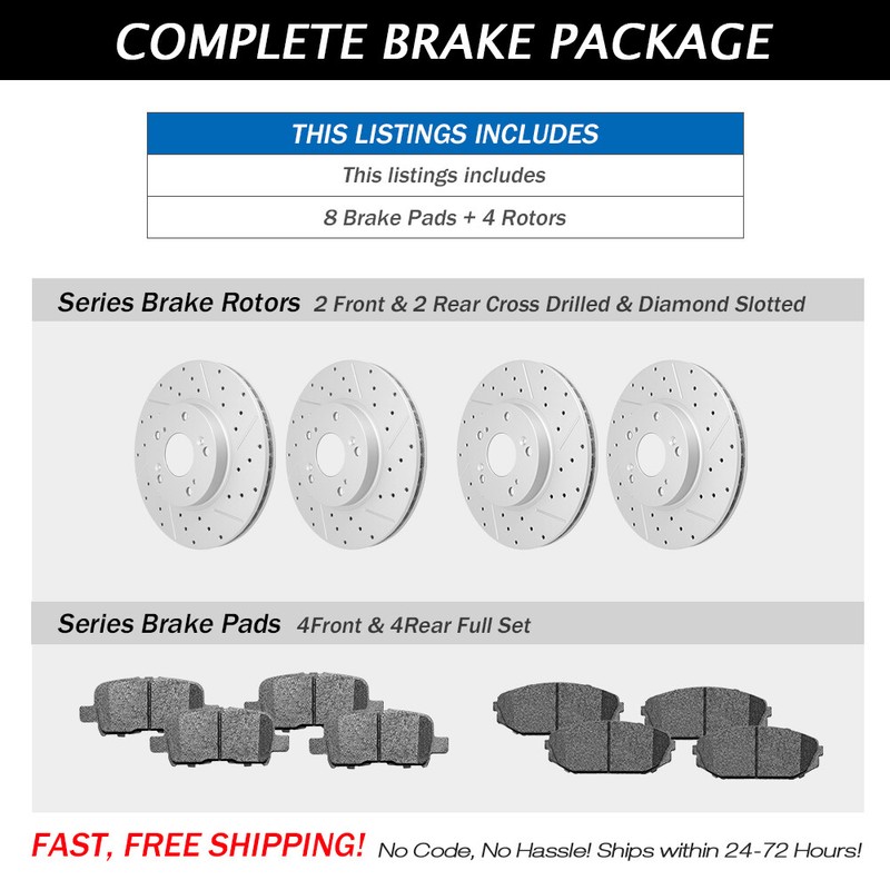 Front Drilled Rotors + Brake Pads for Chevy Silverado GMC Sierra 1500 Cadillac gallery