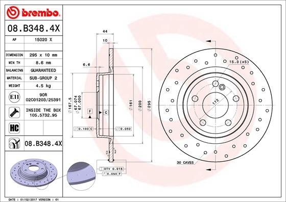 Brembo 08.B348.4X Brake Disc for Mercedes-Benz, Mercedes-Benz (BBDC)