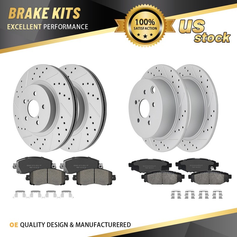 Front Rear Drilled Slot Brake Rotor Ceramic Pad Kit For Subaru Crosstrek Impreza