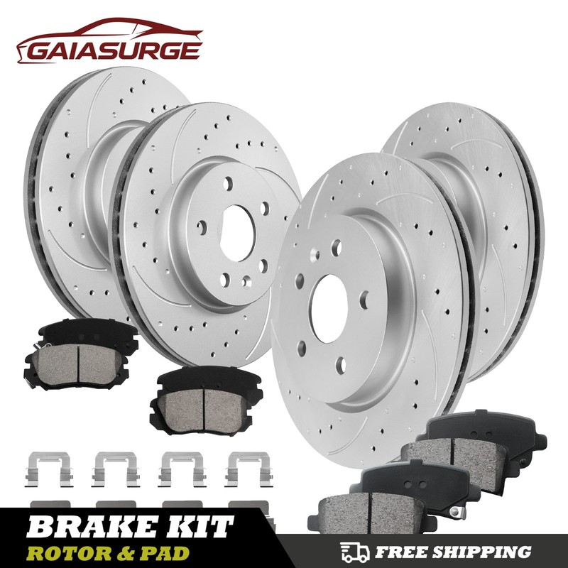 Front Rear Drilled Disc Rotors Brake Pads Kits for LaCrosse Regal Impala Malibu