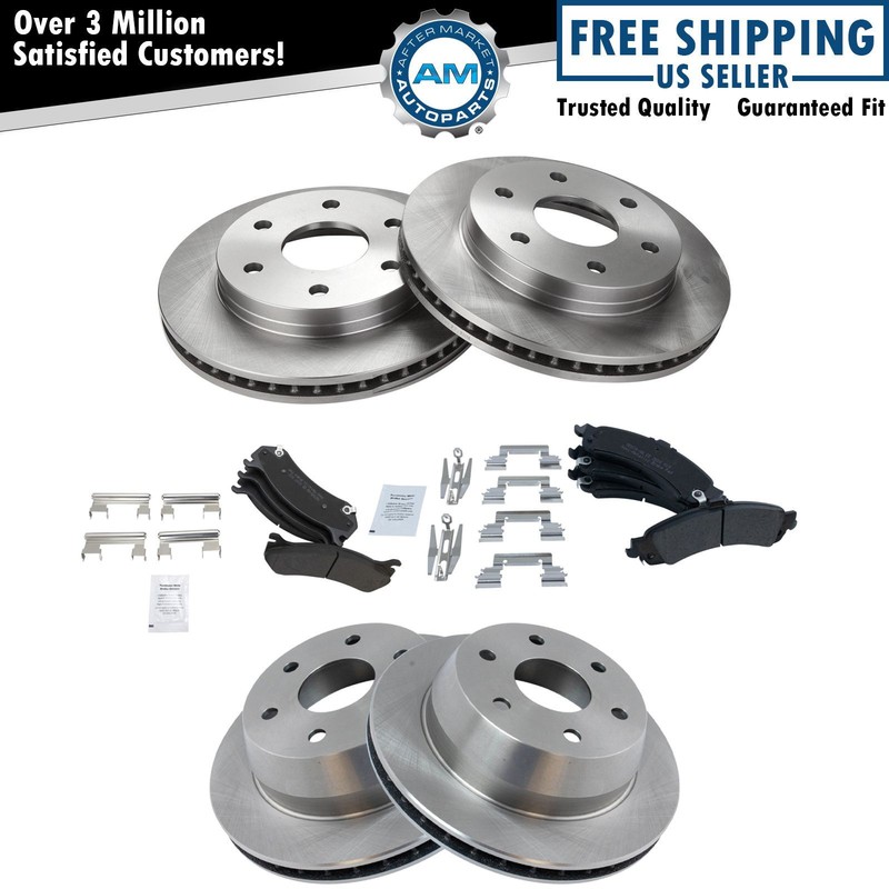 Premium Metallic Brake Pad & Rotor Front & Rear for Cadillac Chevy GMC
