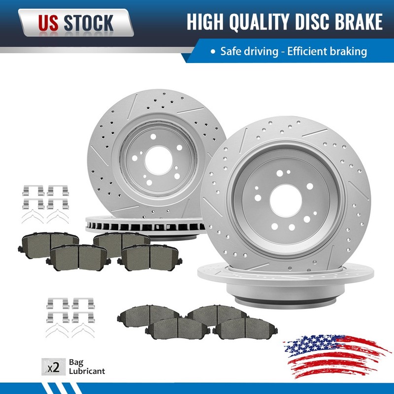 Front & Rear Brake Rotors + Ceramic Pads for 2014 2015 2016 Acura MDX
