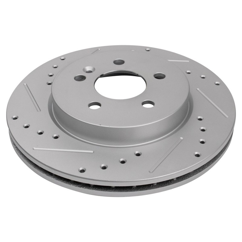 Front & Rear Ceramic Brake Pad & Performance Drilled Slotted Rotor Kit gallery