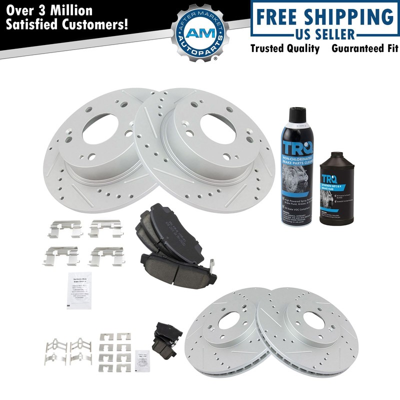 Front & Rear Ceramic Brake Pad & Performance Rotor Kit w/Chemicals