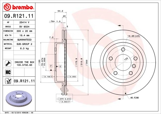 Brembo 09.R121.11 Brake Disc for BMW