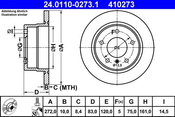 ATE 24.0110-0273.1 Brake Disc for BMW