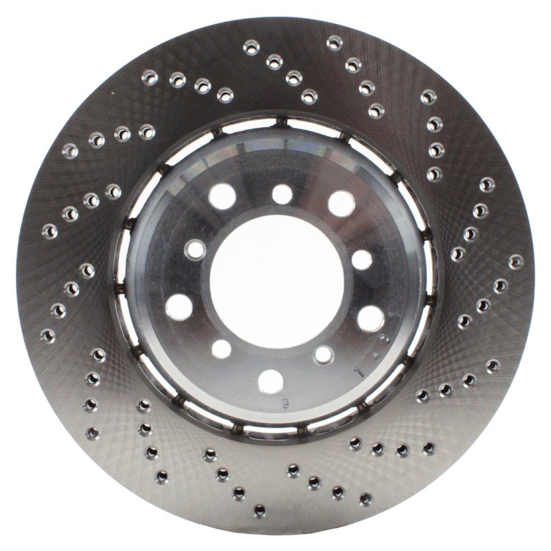 SHW Performance Front Right Vented Drilled 325mm Disc Brake Rotor For BMW E46 M3 gallery