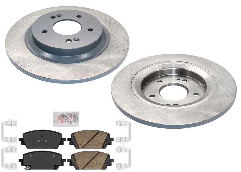 For Hyundai Santa Fe 21-2023 2.5L Rear Coated Disc Brake Rotors & Brake Pads