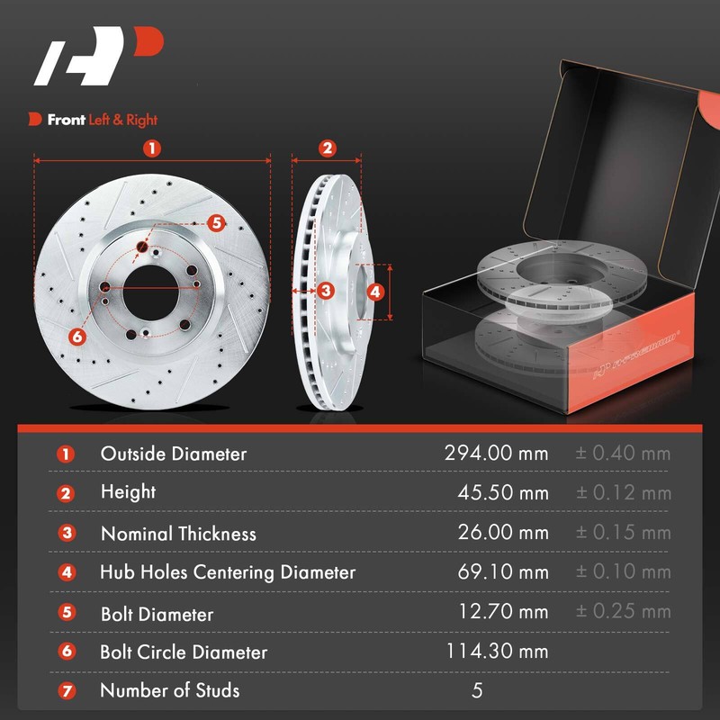 Front Drilled Rotors & Brake Pad + Brake Caliper for Mitsubishi Lancer GT 13-15 gallery