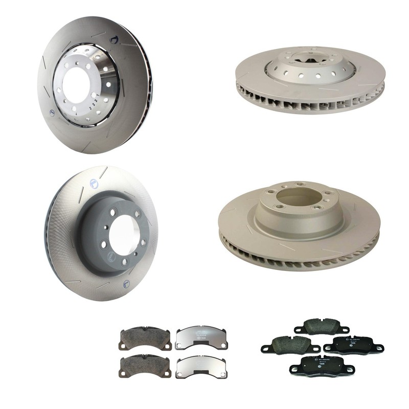 SHW Front Rear Slotted Rotors Hella Low-Met Disc Brake Pad Kit For Panamera