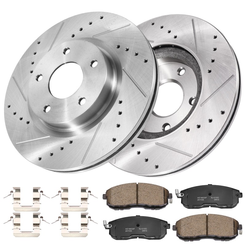 Front Drilled Slotted Rotors Ceramic Brake Pads for 2007 – 2013 Nissan Altima