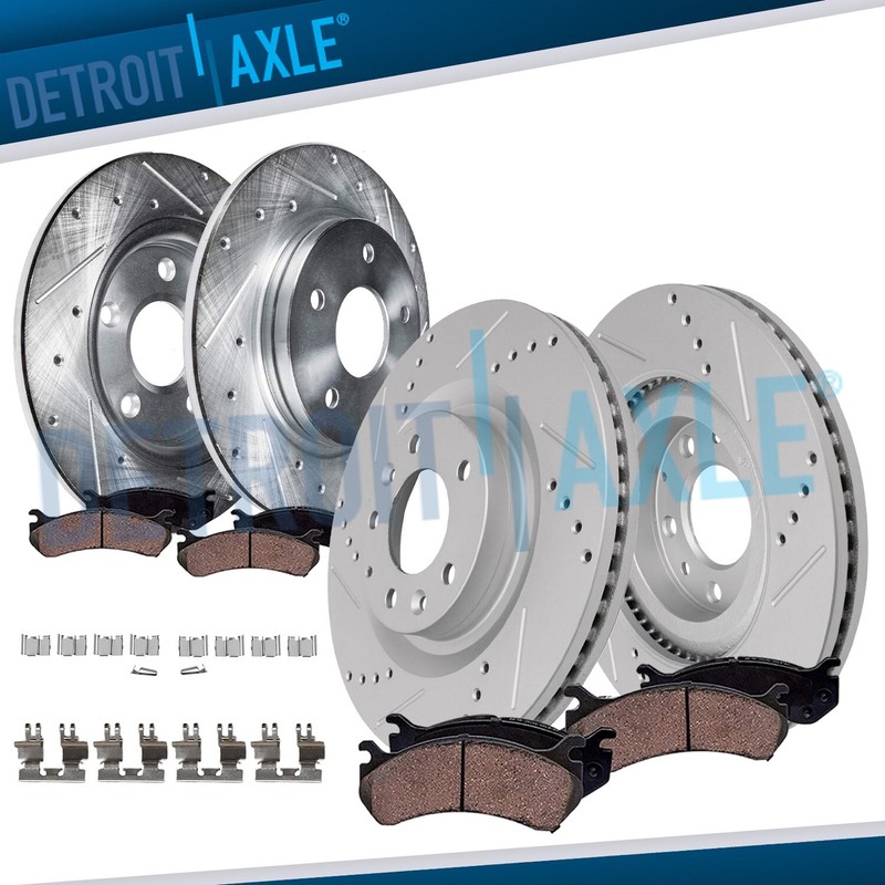 Front Rear Drilled Rotors Ceramic Brake Pads for 2016 2017 2018 2019 Mazda CX-9