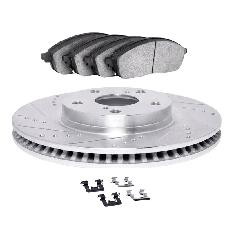 For BMW X6 2008-2019 Rotor Set Rear | Cast Iron | Silver | Drilled and Slotted gallery