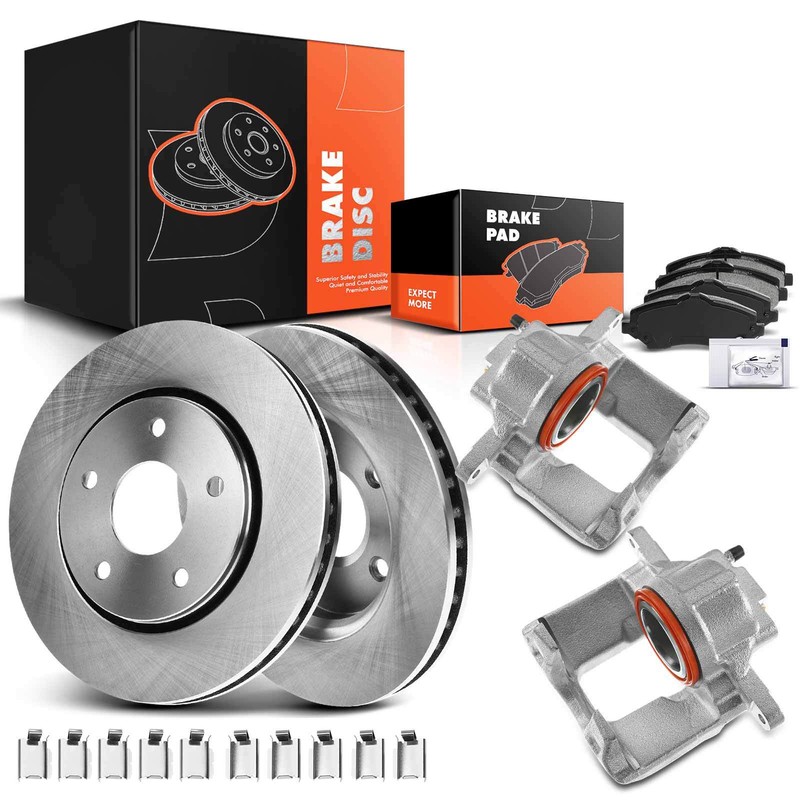 Front Disc Brake Rotor & Brake Pad + Brake Caliper for Dodge Journey 2009-2012
