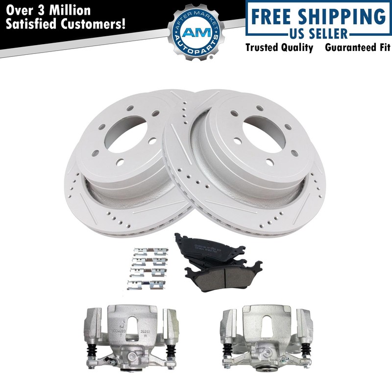Rear Brake Calipers Ceramic Pads & Drilled Rotors Fits 2018 Ford F-150