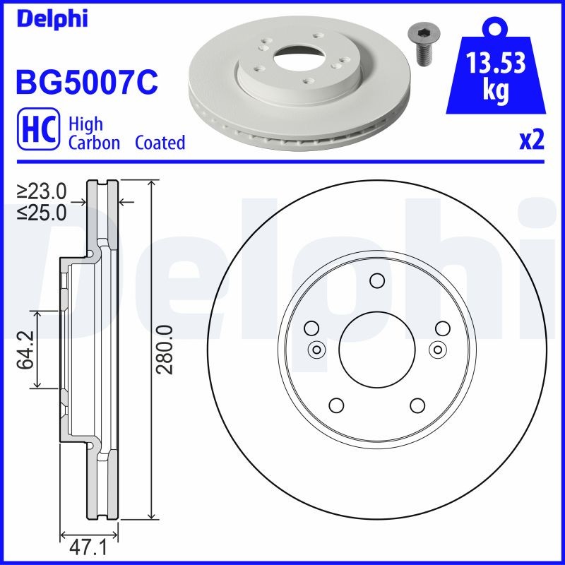 Delphi BG5007C Brake Disc for Honda