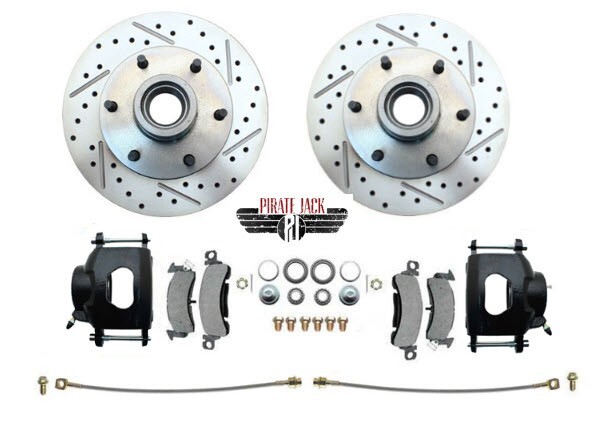 1967-70 Chevy C10 Disc Brake Kit, Power Chrome, 2" Drop 6 Lug D/S Rotors, BLK PC gallery