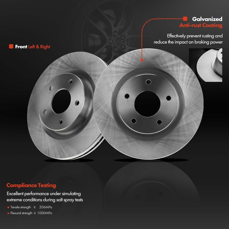 Front Disc Brake Rotors & Ceramic Pads + Hub Bearing for Nissan Altima 2014-2018 gallery