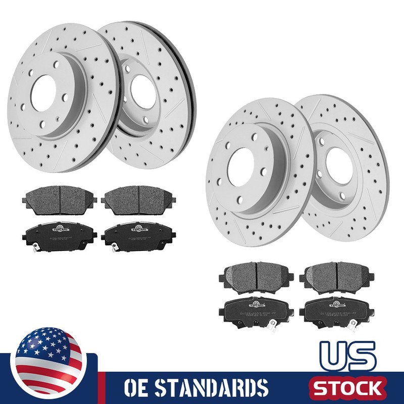 For 2014 – 2018 Mazda 3 Front Rear Disc Rotors Ceramic Brake Pads Japan Built