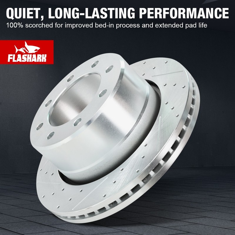 358mm Rear Drilled Brake Rotors+ Pads For 2009-2018 Dodge Ram 2500 3500 gallery