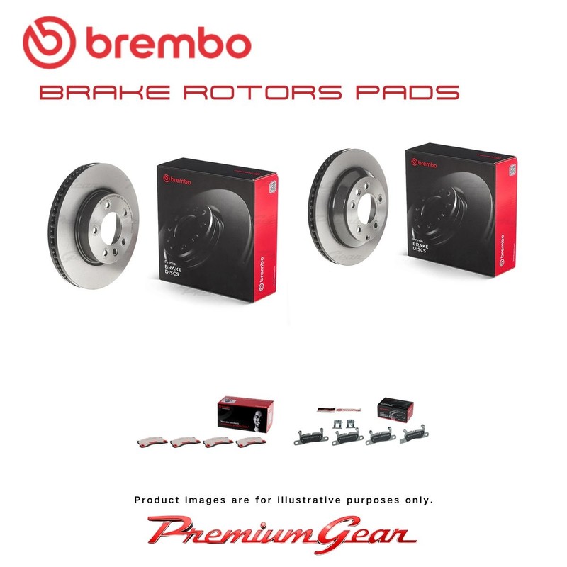Front+Rear Brembo UV Coated Disc Rotors+NAO Brake Pads for VW Touareg 7P5 05-18