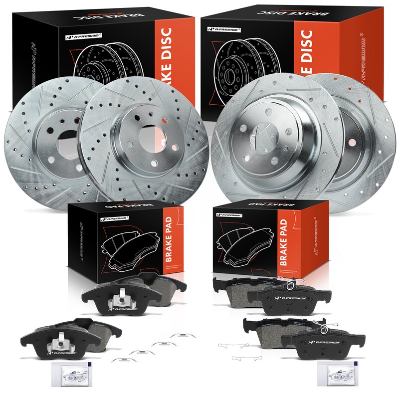 A-Premium Front & Rear Drilled Brake Rotors & Ceramic Pads for Ford Fusion MKZ