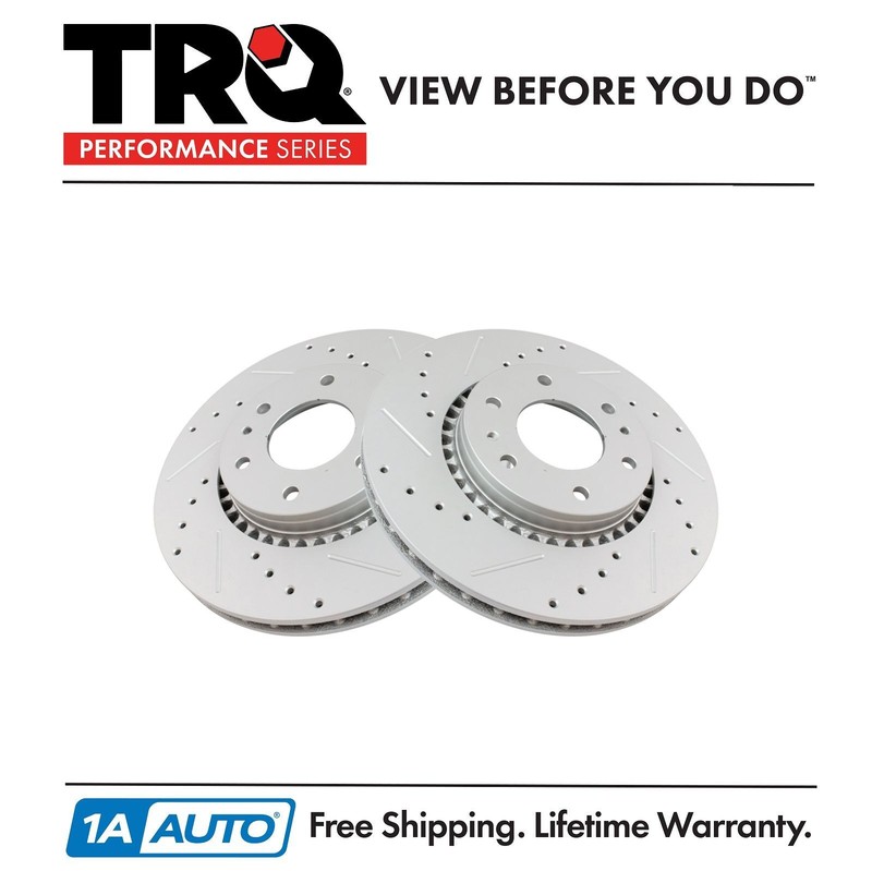 TRQ Performance Brake Rotor Drilled & Slotted G-Coated Front Pair Kit