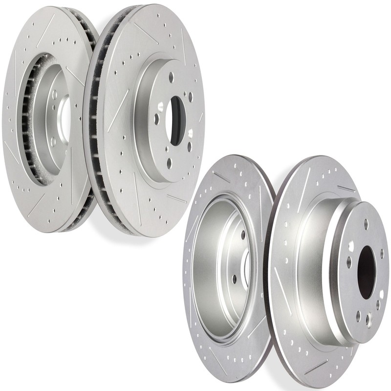 Fits Acura TL 1999 2000 2001 2002 2003 Front And Rear Slotted Brake Rotors Discs
