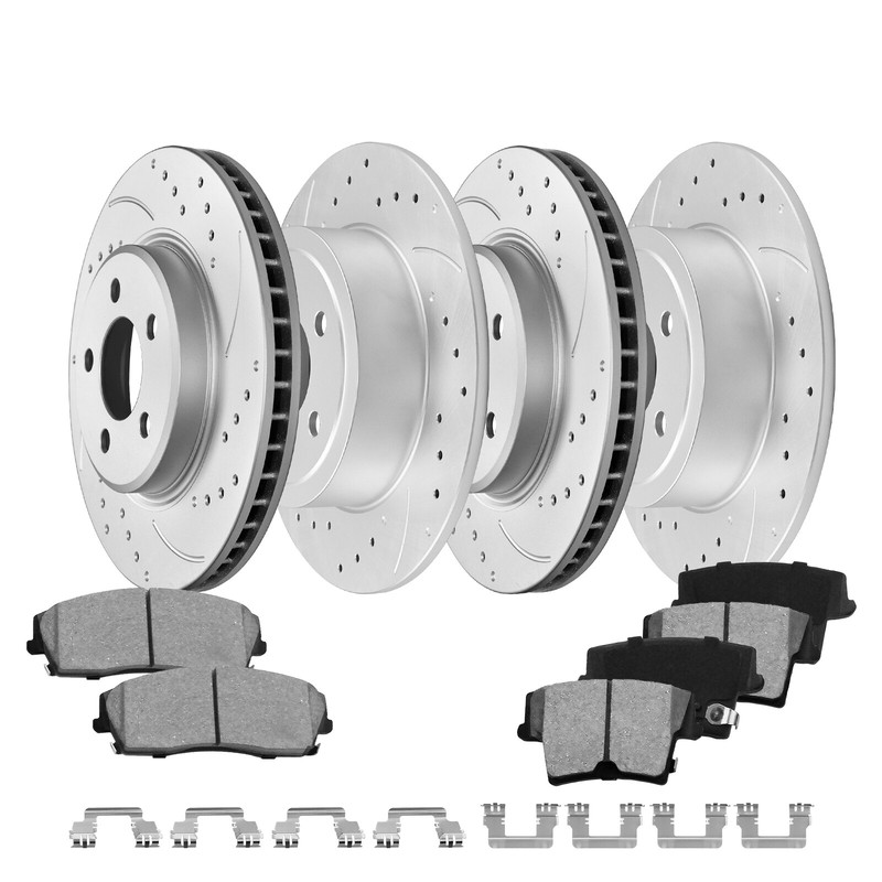 Front + Rear Disc Rotors + Ceramic Brake Pads for Pontiac Solstice 2006-2009 gallery