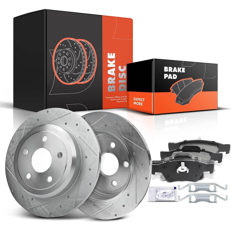 Rear Drilled Rotors & Ceramic Brake Pads for Dodge Durango Jeep Grand Cherokee