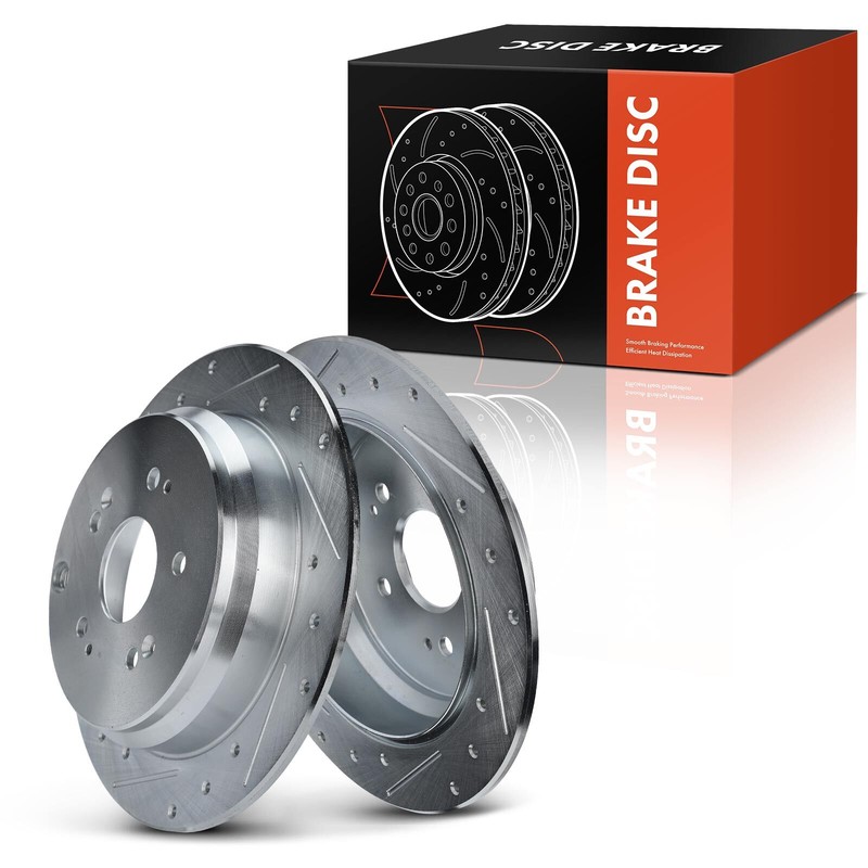 Rear Left & Right Drilled Rotors for Honda CR-V 2005-2016 Acura RDX 2007-2018