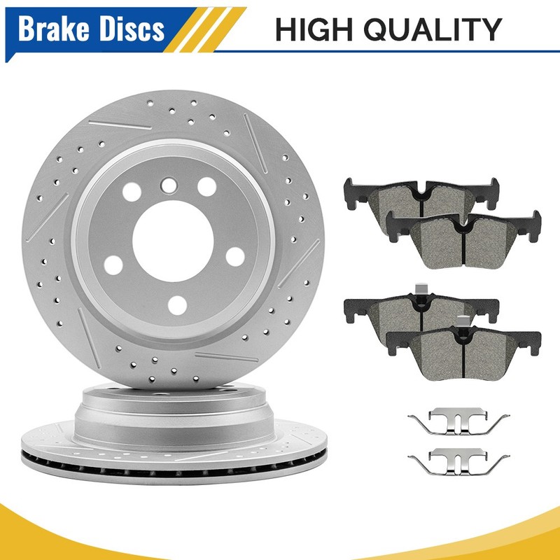 Rear 300mm Disc Brake Rotors Ceramic Pads Set for BMW 328d xDrive 330i GT xDrive