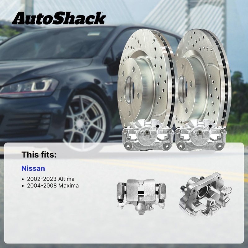 Rear Drilled Slotted Brake Rotors Calipers for Nissan, Altima 2002-2024 gallery